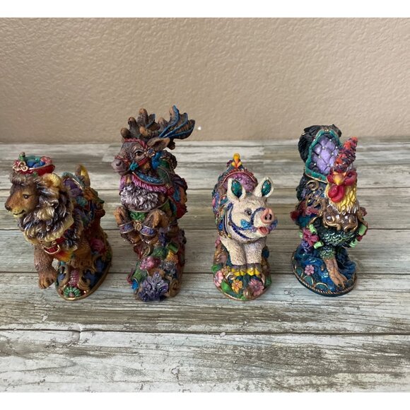 Crinkle Carousel Dept 56 Possible Dreams Lot of 4 Animals 1998 Resin Lion Pig - Picture 2 of 16